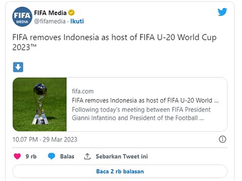 Fifa Batalkan Indonesia Jadi Tuan Rumah Piala Dunia U Tahun Tagar