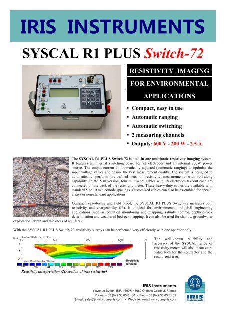 Iris Instruments Syscal R1 Plus Switch 72 Resistivity