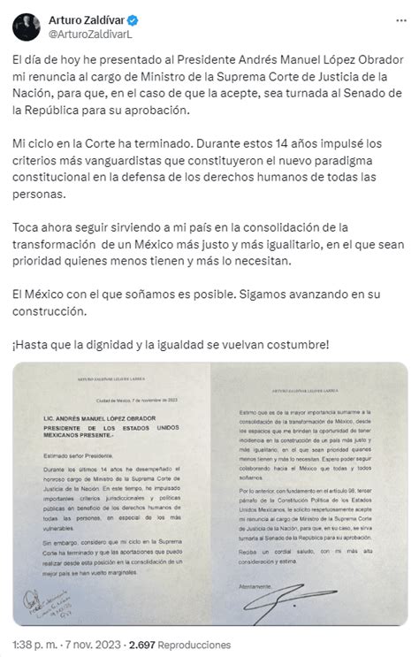 Mi Ciclo Ha Terminado Arturo Zald Var Renuncia Como Ministro De La