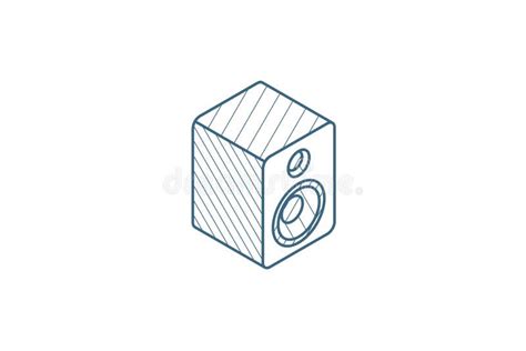 Subwoofer Speaker Isometric Icon D Line Art Technical Drawing