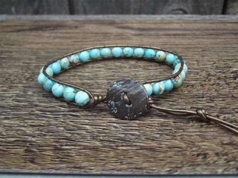 This Handmade Leather Wrap Bracelet Is Made With 6mm Turquoise Howlite