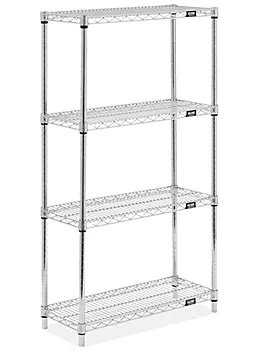 Chrome Wire Shelving Unit - 30 x 12 x 54" H-8024-54 - Uline