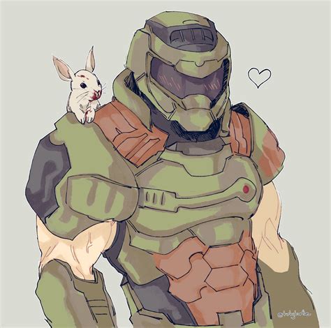 「doomguy But With That Cute Rabbit From M」 のイラスト