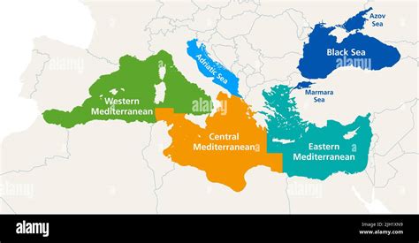 Mittelmeer und Meeresgewässer des Schwarzen Meeres politische