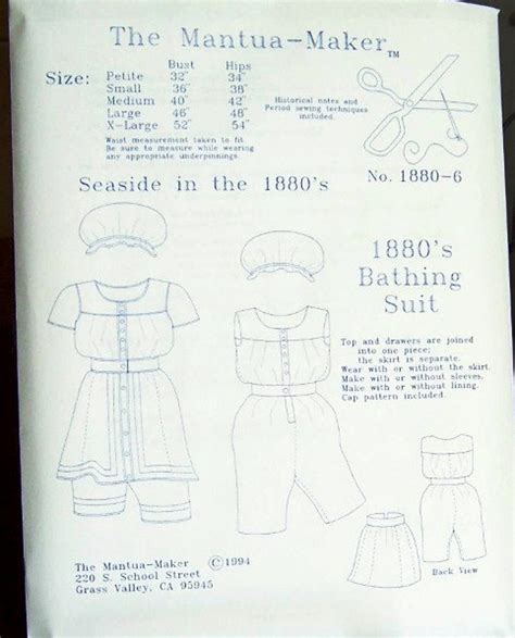 Victorian Bathing Suit Pattern Multi Size Historical Sewing Etsy