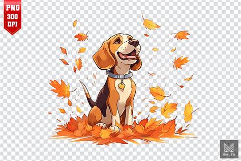 Cute Beagle Dog with Fall Leaves Clipart Graphic by Mulew · Creative ...