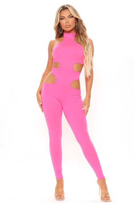 Cut Out For You Jumpsuit Neon Pink Fashion Nova Jumpsuits