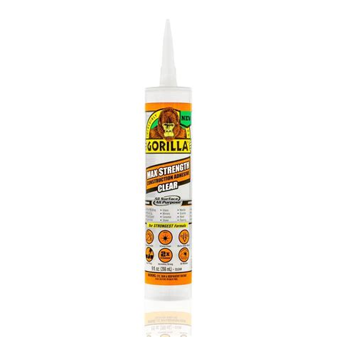 Gorilla 9 Oz Max Strength Construction Adhesive Clear Case Of 12 8212302 The Home Depot