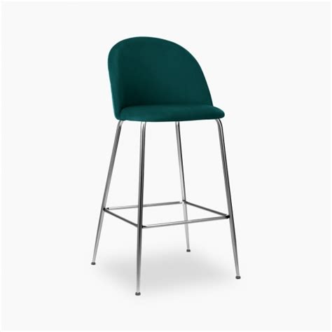 Teal Velvet Upholstered 75cm Heather Bar Stool Bar Counter Stools