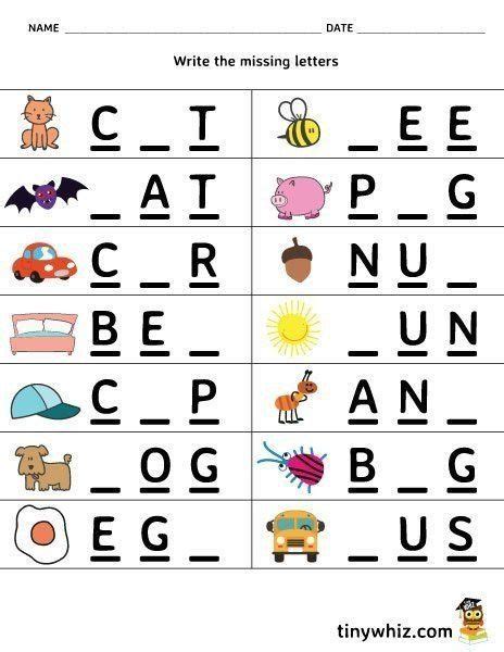 Kindergarten Three Letter Words Worksheets