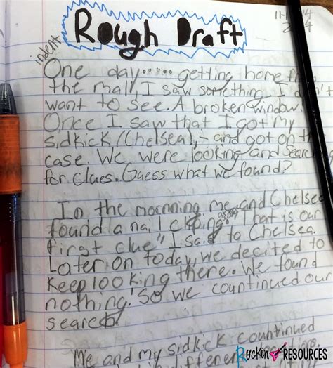 Writing Mini Lesson 22 Writing A Rough Draft For A Narrative Essay Rockin Resources