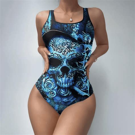 Gothic Skull Womens Classic One Piece Swimsuit Wonder Skull