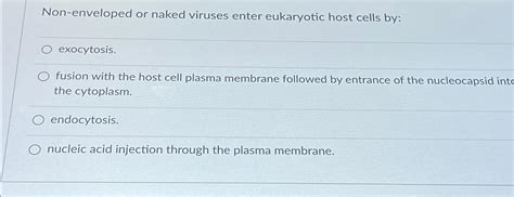 Solved Non Enveloped Or Naked Viruses Enter Eukaryotic Host Chegg