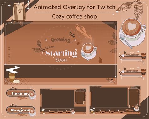 Twitch Streaming Setup Cozy Coffee Shop Cookbook Design Digital