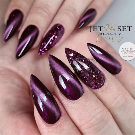 30 Unique Cat Eye Nail Design Ideas 2022 Short And Long Purple