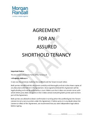 Fillable Online Example Agreement For An Assured Shorthold Tenancy Fax