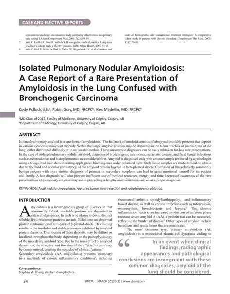 Pdf Isolated Pulmonary Nodular Amyloidosis A Case Report Of A