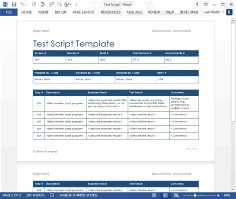 Test Script Template Ms Word Templates Forms Checklists For Ms