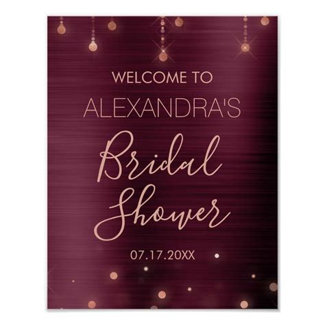 Burgundy And Rose Gold Bridal Shower Poster Zazzle Rose Gold Bridal Shower Gold Bridal