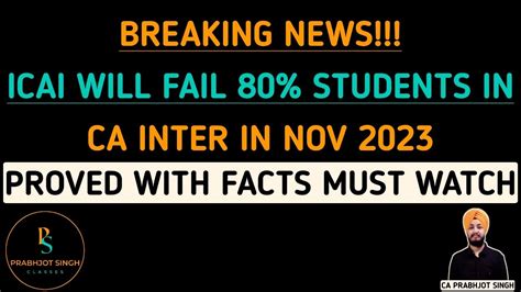 Breaking News ICAI Will Fail 80 Students In CA INTER In Nov 2023