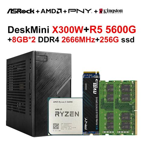 ASRock X300W AMD Ryzen 5 5600G CPU 16GB DDR4 2666MHz PNY 256GB M 2