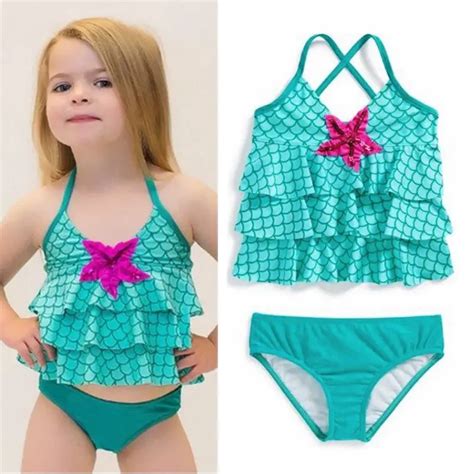 Baby Mädchen Halter Bademode Bikini Set Mermaid Badeanzug Kinder