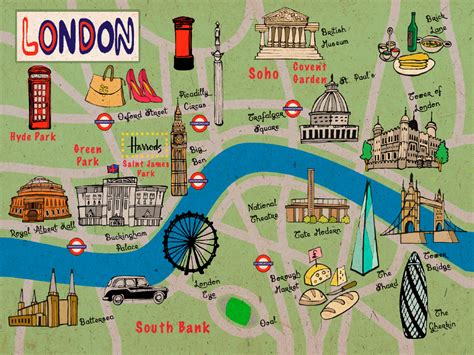 Mapa Ilustrado Londres Mapa Turístico De Londres Mapa Turístico Mapa