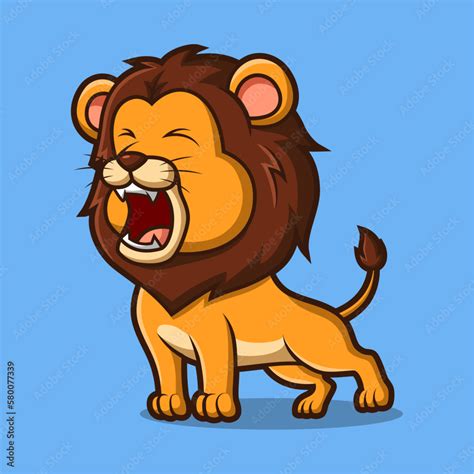 Cartoon lion roar. Vector illustration Stock Vector | Adobe Stock