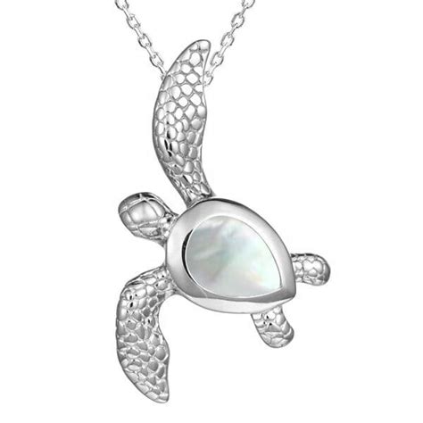 Sterling Silver Mother Of Pearl Sea Turtle Pendant Island By Koa Nani