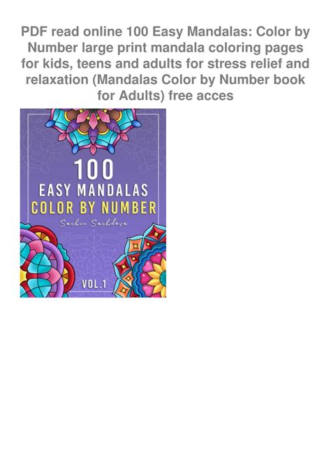 PPT PDF Read Online 100 Easy Mandalas Color By Number Large Print