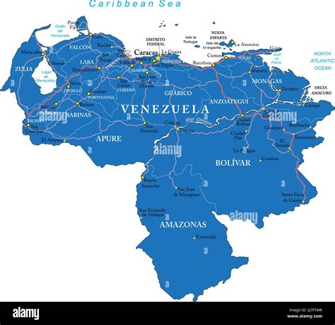 Mapa Vectorial Altamente Detallado De Venezuela Con Regiones