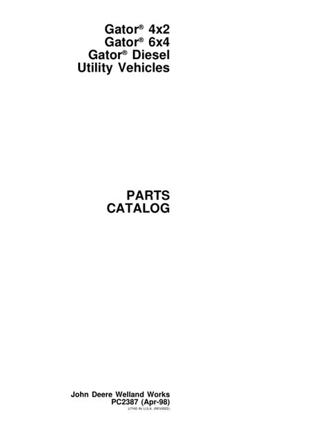 John Deere 4X2, 6X4 Utility Vehicle (Yr 1993 - 1998) Parts Catalog ...