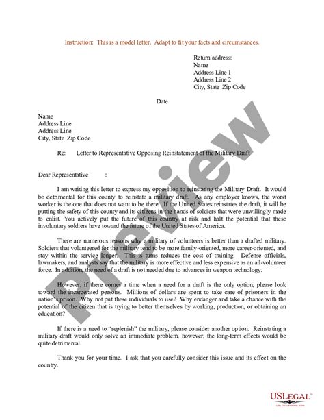 Sample Letter For Opposition To Reinstatement Of Military Draft Military Letter Codes Us