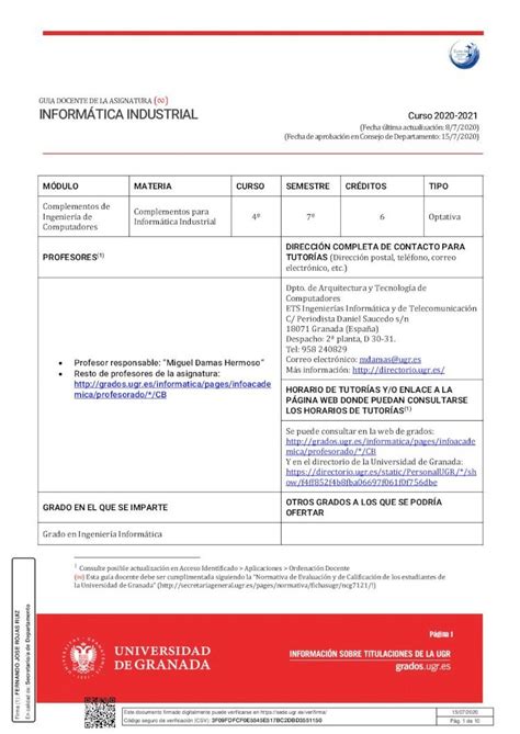 Pdf Guia Docente De La Asignatura Inform Tica Industrial