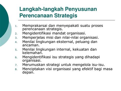 Jelaskan Langkah Langkah Penyusunan Perencanaan Strategis Terbaru