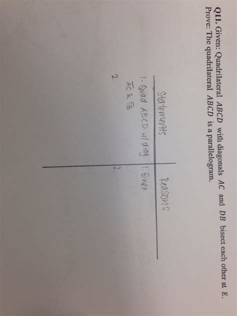 Solved Given Quadrilateral Abcd With Diagonals Ac And Db