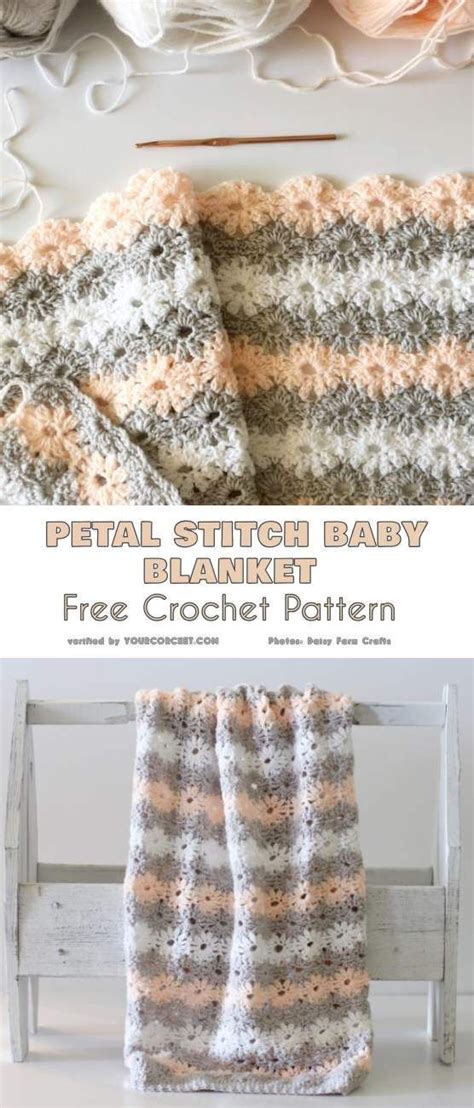 Petal Stitch Baby Blanket Free Crochet Pattern