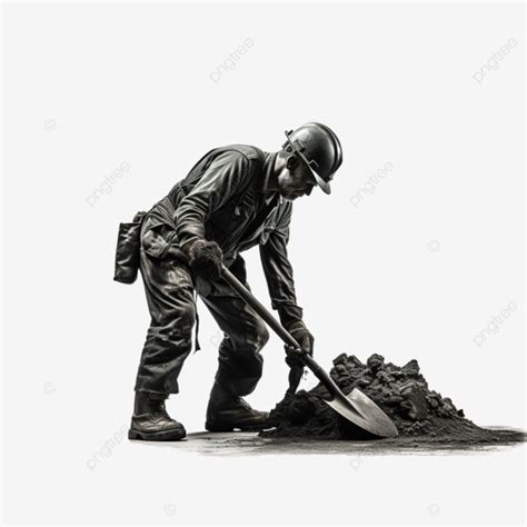 Coal Miner Worker With Shovel Digging Coal Miner Mining Png