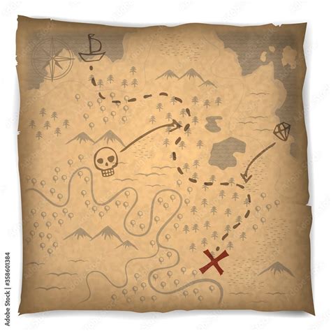 Ancient pirate map for treasure hunting Stock Vector | Adobe Stock