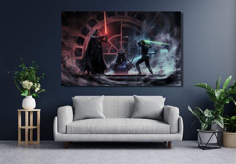 Darth Vader Vs Luke Skywalker Framed Canvas Wall Art, Star Wars Wall ...