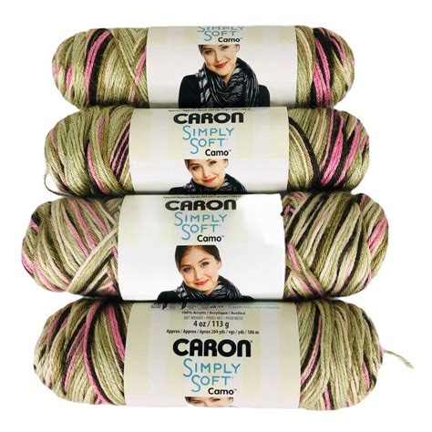 Caron Simply Soft Solids Acrylic Yarn 4oz Pink Camo 10 Skein For Sale