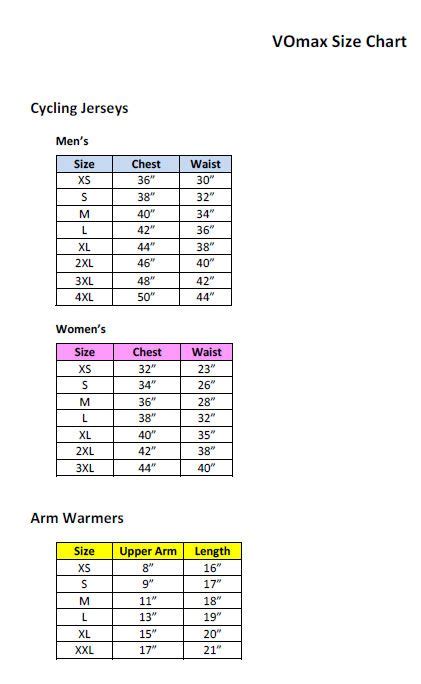 Cycling Jersey Size Chart Atelier Yuwaciaojp