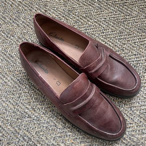 Clarks Burgundy Loafers Stunning Classic Clarks Depop