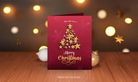 Premium Psd Merry Christmas Greeting Card With Xmas Tree Made By