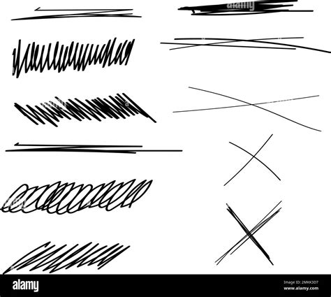 Set Of Hand Drawn Paint Object Abstract Doodle Lines Pencil Drawing