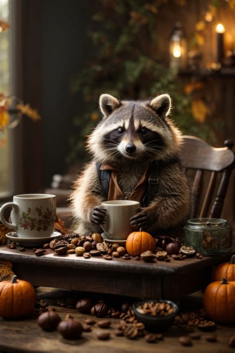 Cute Raccoon At Autumn Aranyos Mosómedve őszi Kép Megaport Media