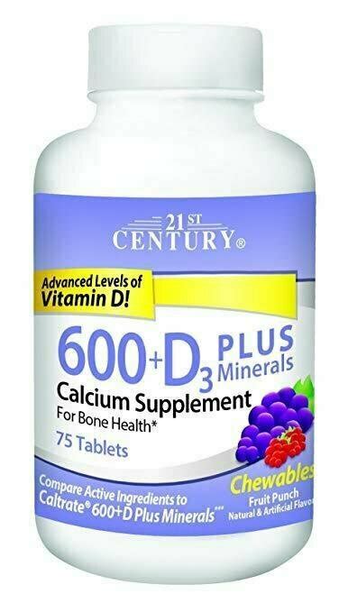 21st Century 21st Century Calcium 600 Mg D Plus Minerals Chewable Tablets 75 Count 740985272879