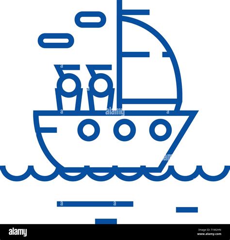 Yacht Sailing Line Icon Concept Yacht Sailing Flat Vector Symbol Sign