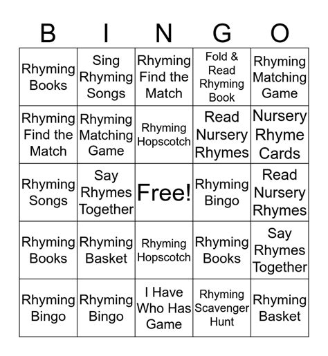 Rhyming Bingo Card