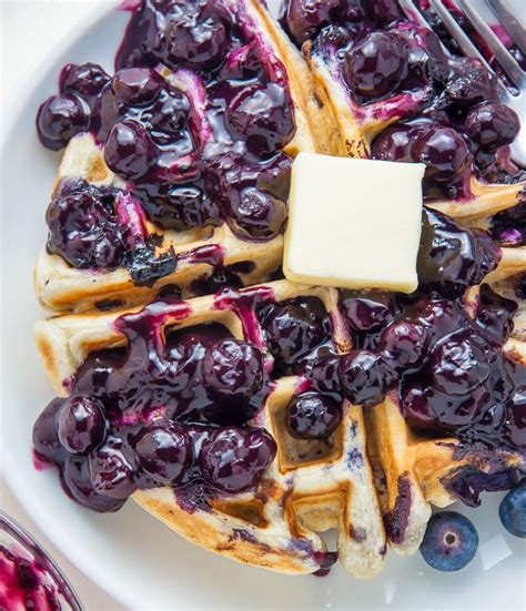 Greek Yogurt Blueberry Waffles With Fresh Blueberry Sauce Artofit